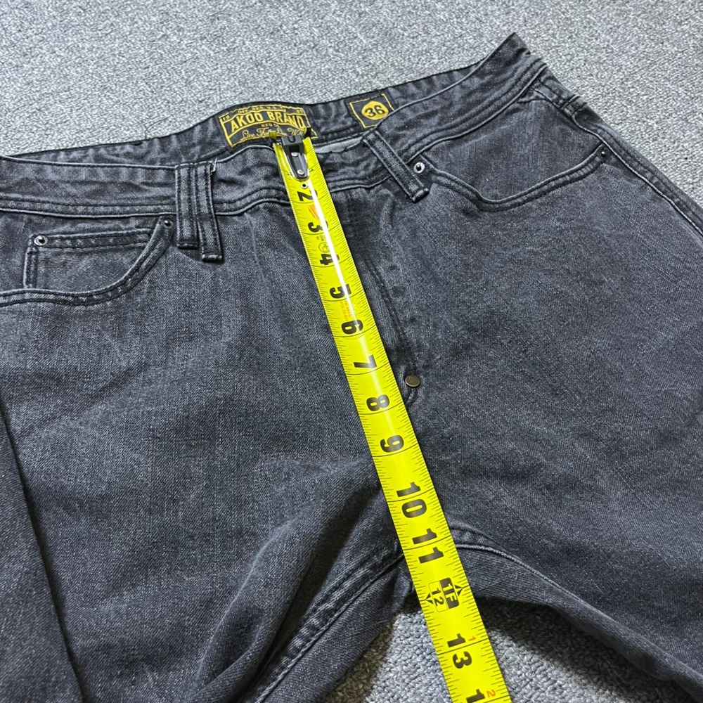 AKOO Jeans 36 Black Wash Denim Straight Leg Streetwear Baggy Hip Hop - Picture 9 of 9